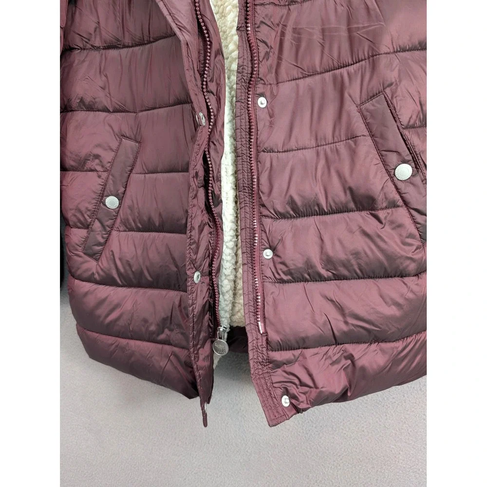 Abercrombie Kids Girls Puffer Coat Hooded Faux Fur Trim Maroon Size 15/16 Winter